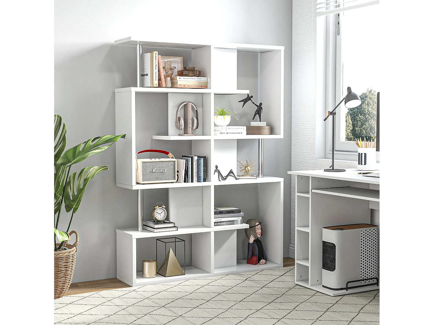 Mobile libreria a 8 ripiani in truciolato 100x24x124 cm grigio carbone