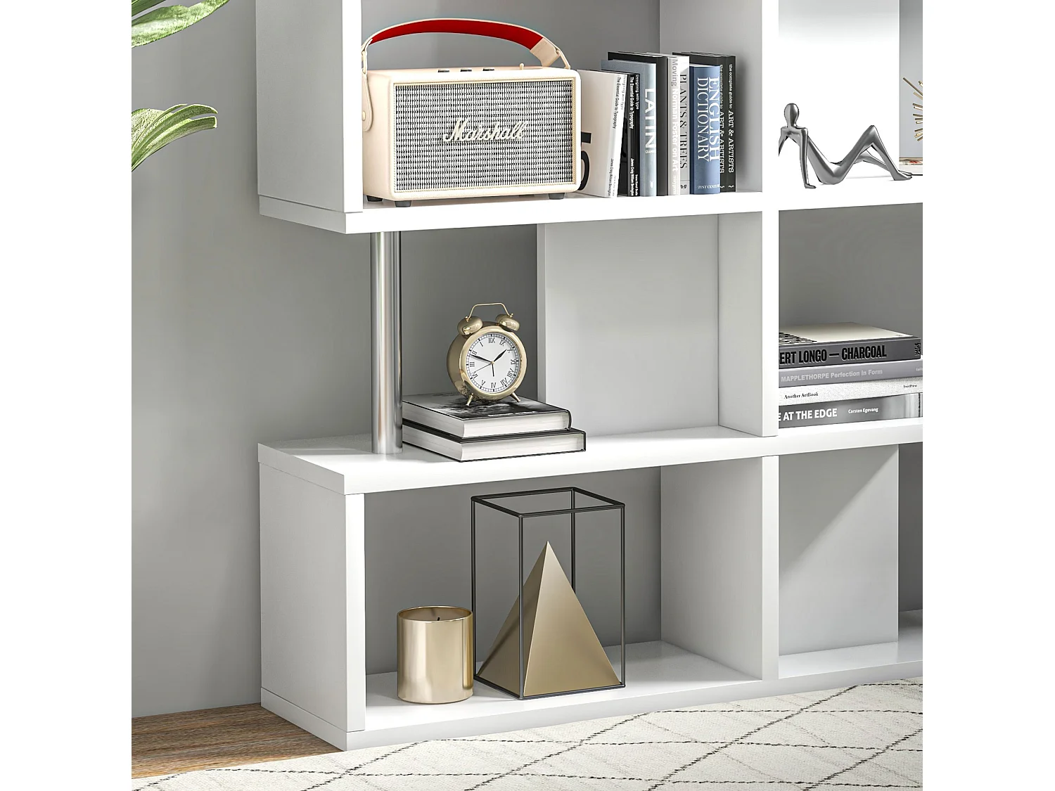 Mobile libreria a 8 ripiani in truciolato 100x24x124 cm grigio carbone