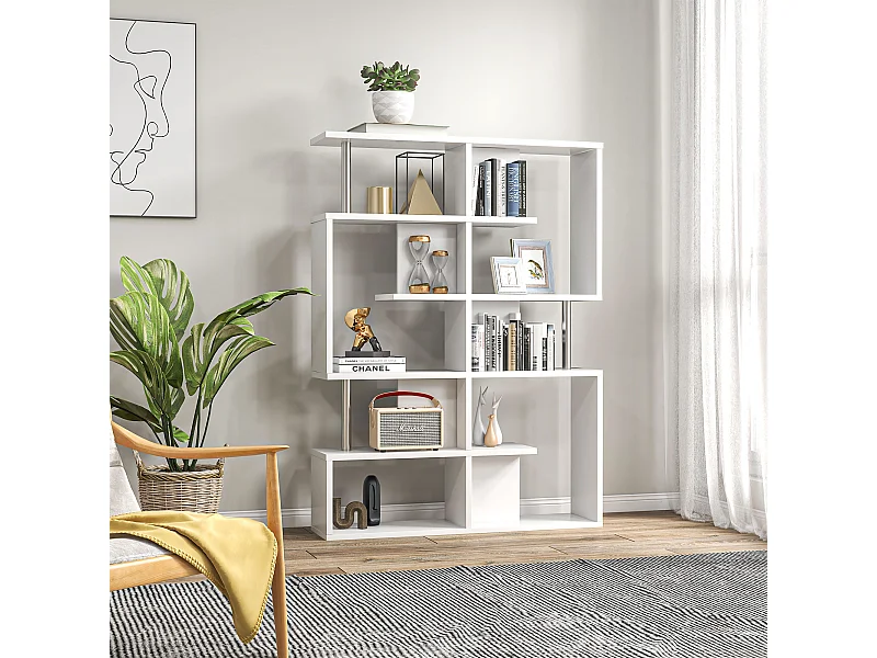 Mobile libreria a 8 ripiani in truciolato 100x24x124 cm grigio carbone
