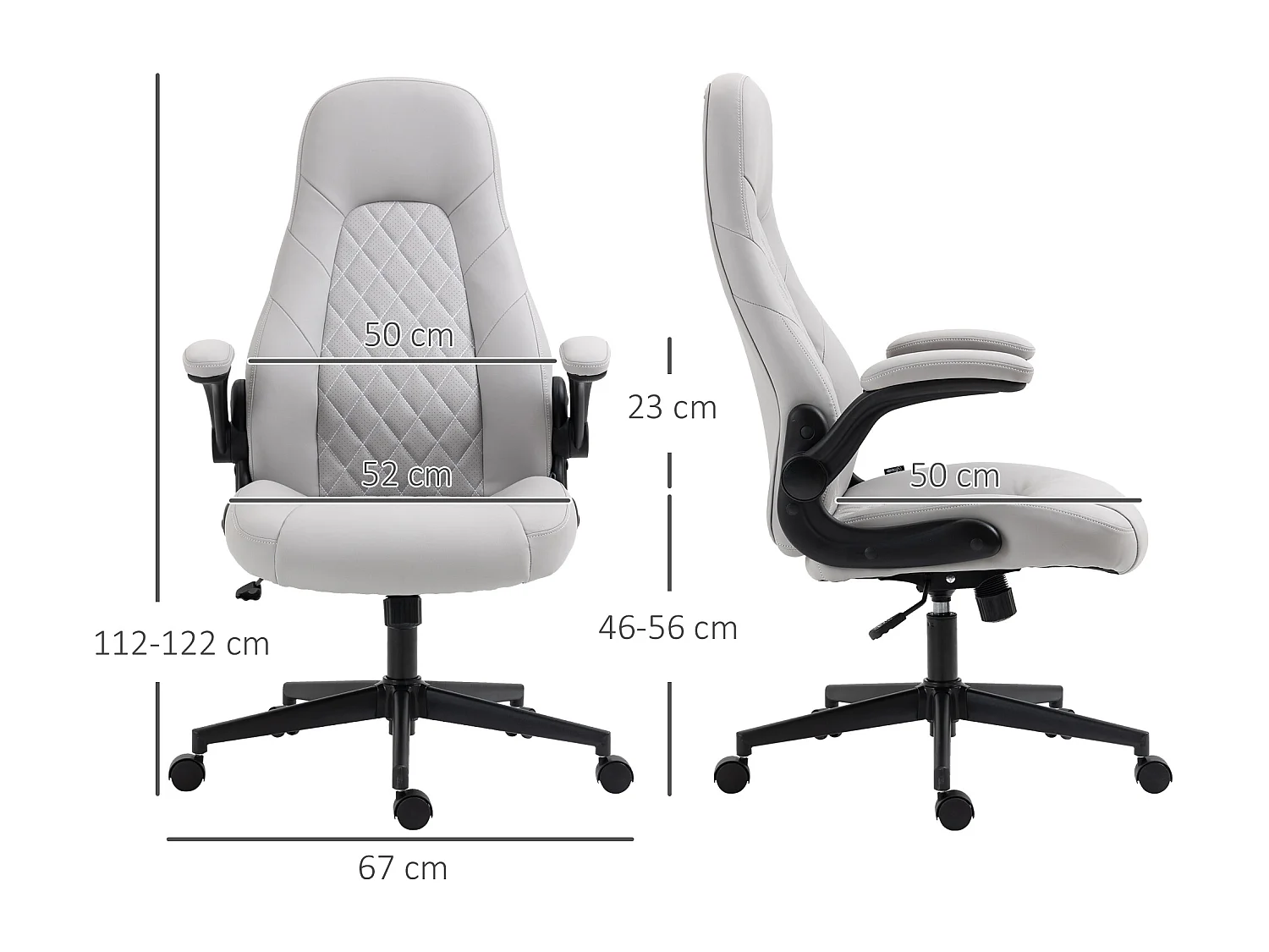 Sedia da ufficio braccioli ribaltabili e altezza regolabile
