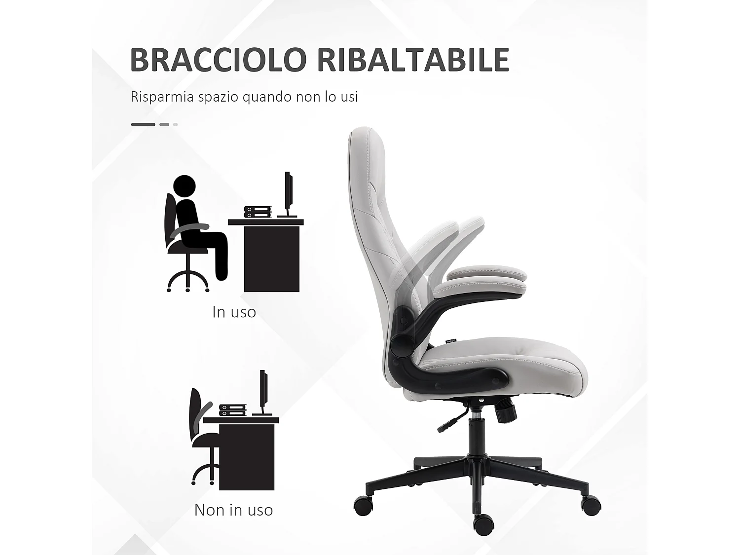 Sedia da ufficio braccioli ribaltabili e altezza regolabile