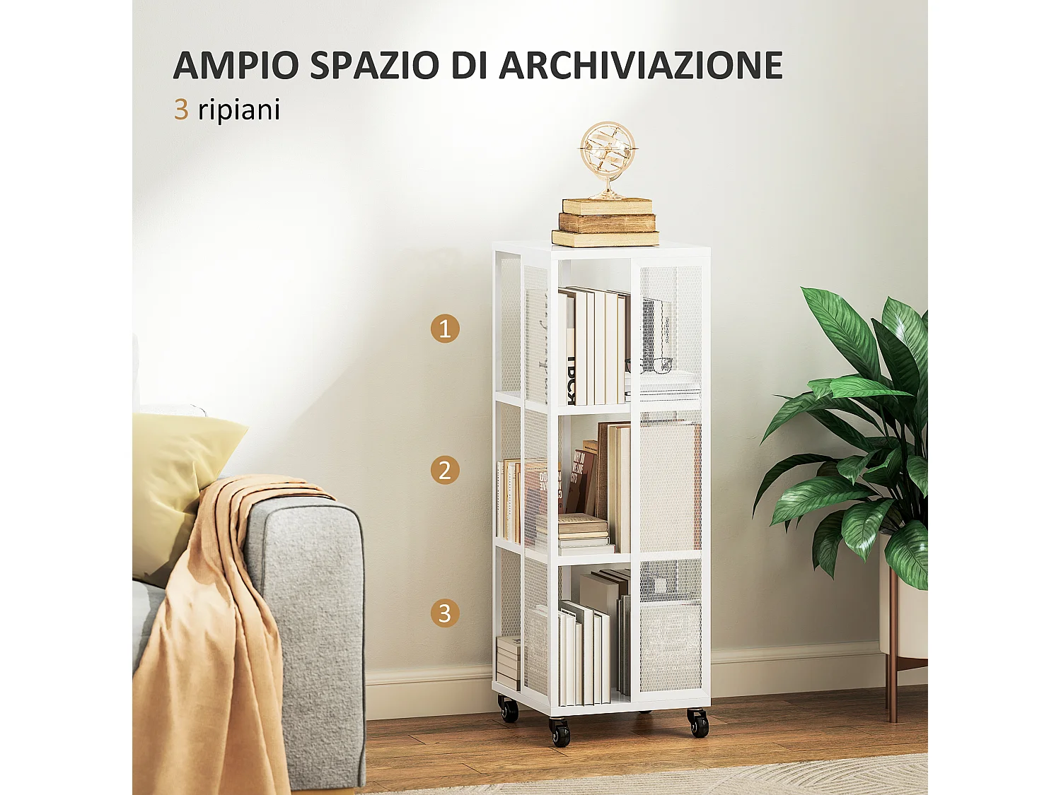 Libreria moderna con 9 scomparti a cubo in legno bianco