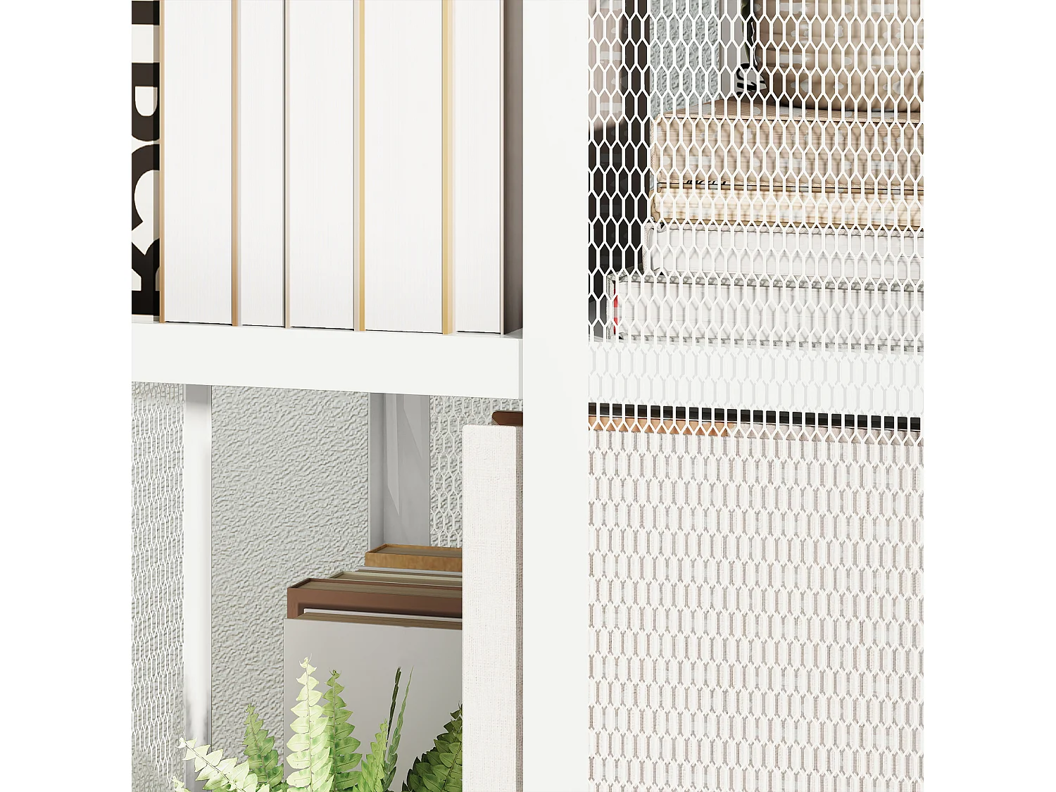 Libreria moderna con 9 scomparti a cubo in legno bianco