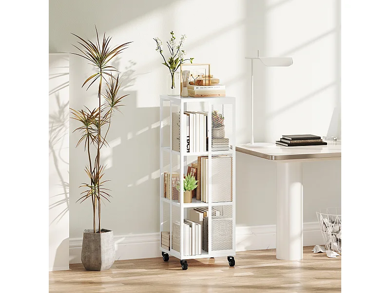 Libreria moderna con 9 scomparti a cubo in legno bianco