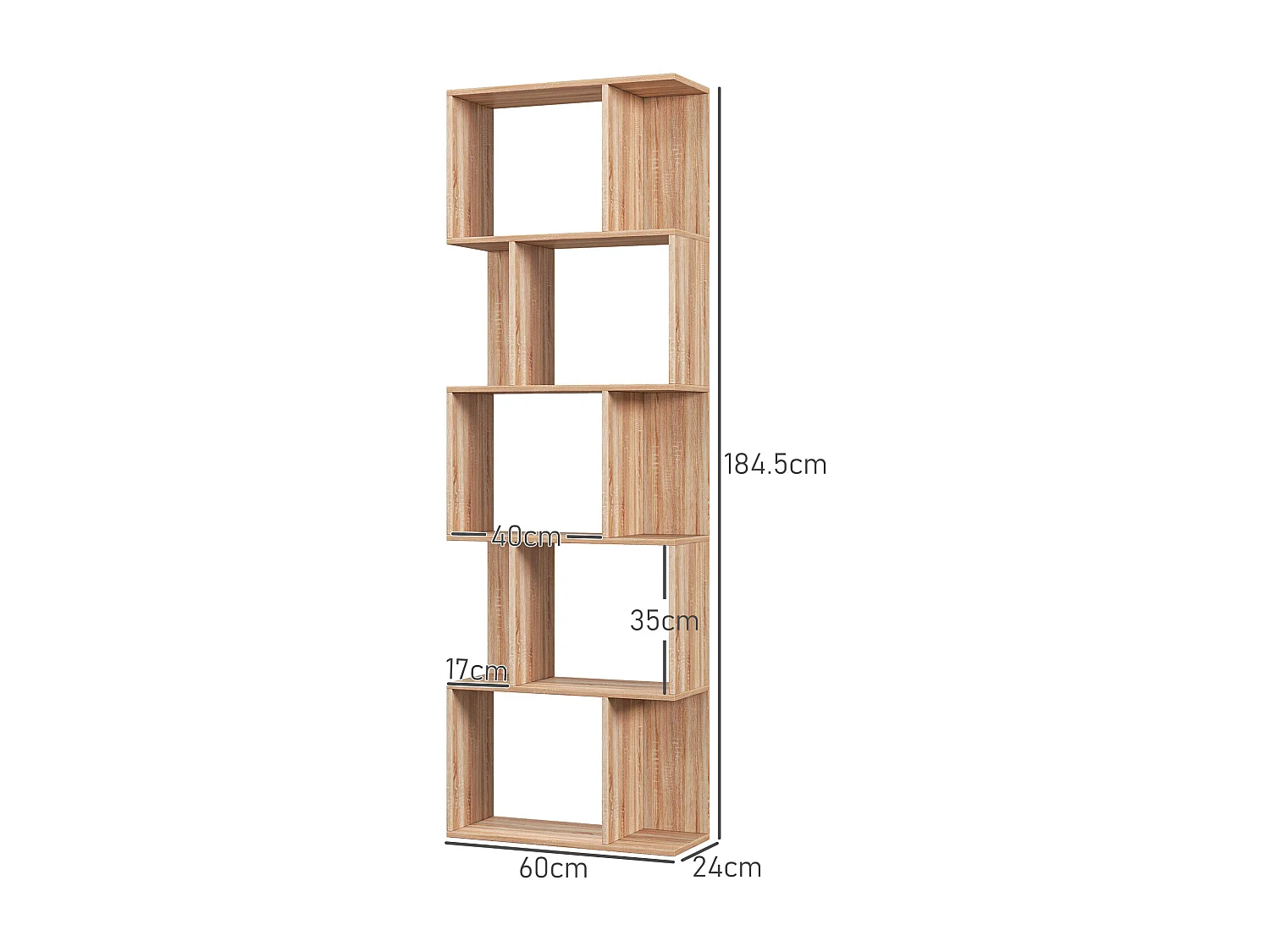Mobile libreria a 7 livelli in truciolato e acciaio nero