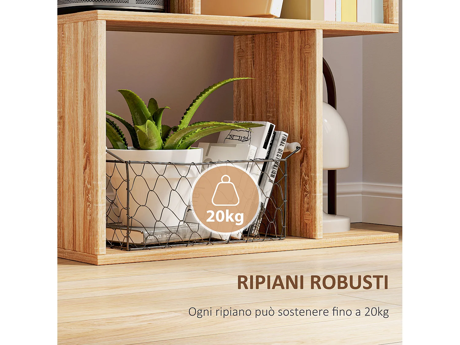 Mobile libreria a 7 livelli in truciolato e acciaio nero