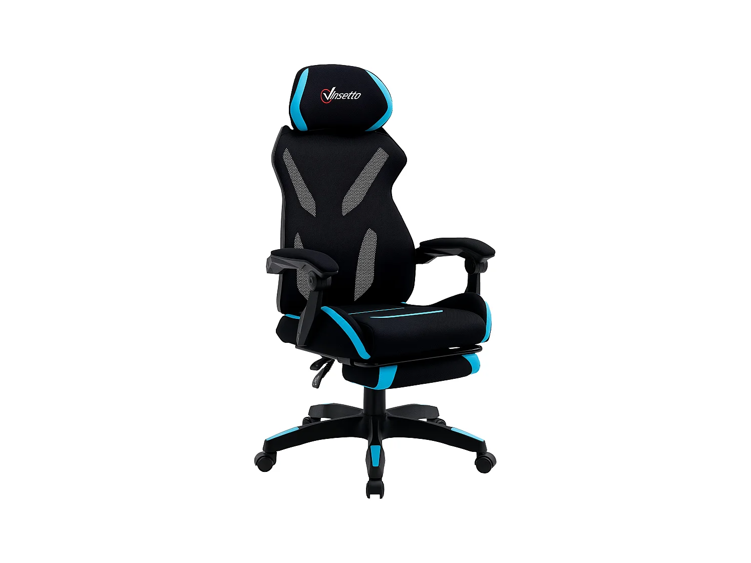 Sedia gaming ufficio racer ergonomica in tessuto nero e blu