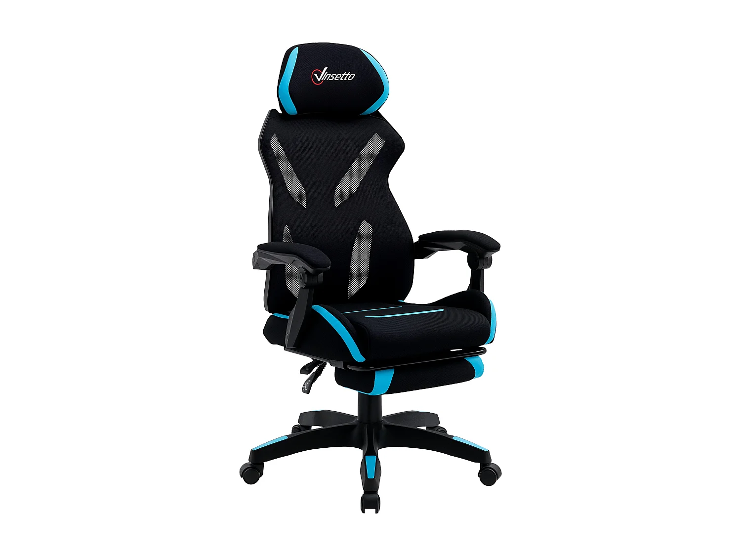 Sedia gaming ufficio racer ergonomica in tessuto nero e blu