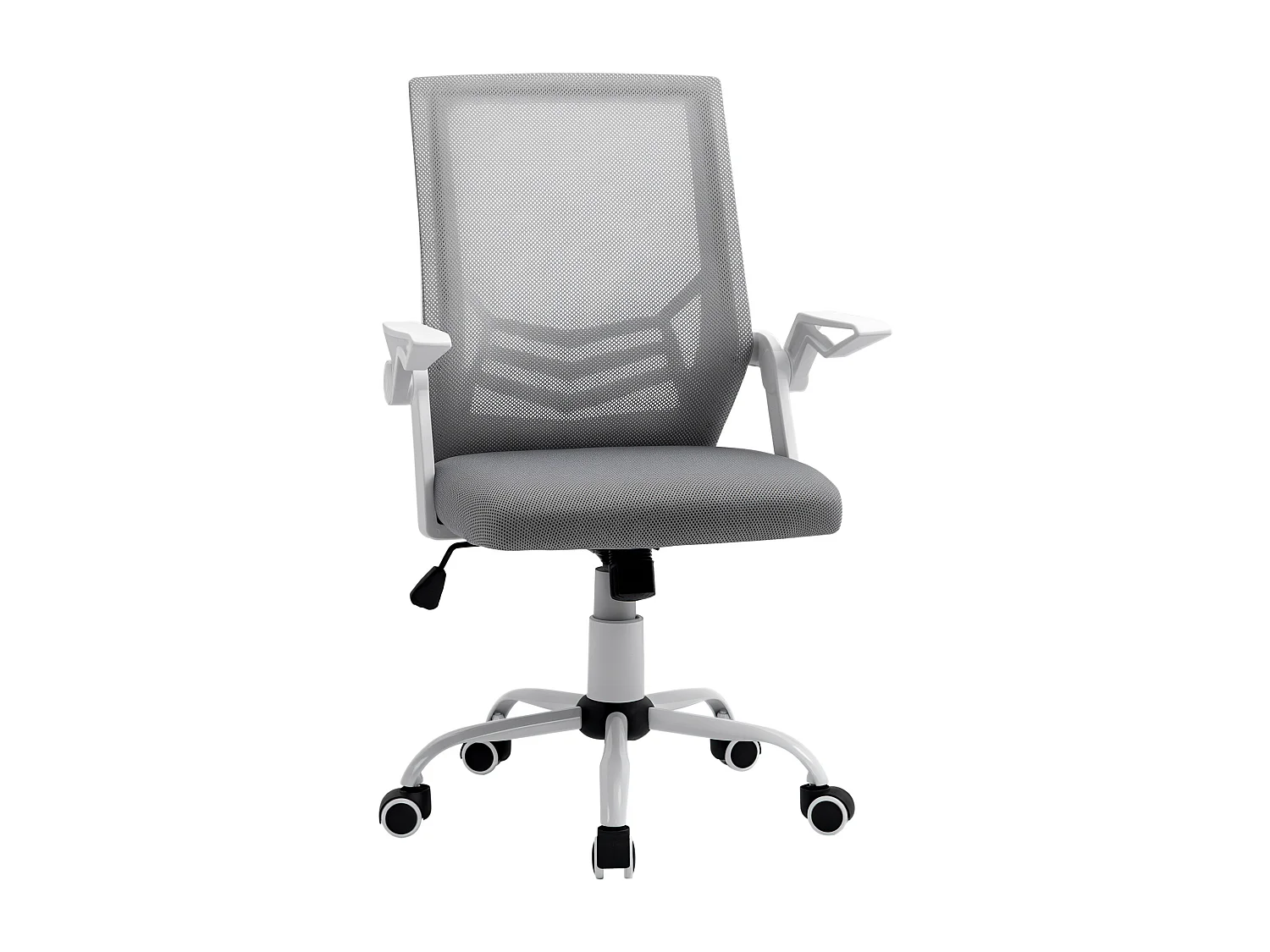 Sedia da ufficio ergonomica con supporto lombare in tessuto grigio