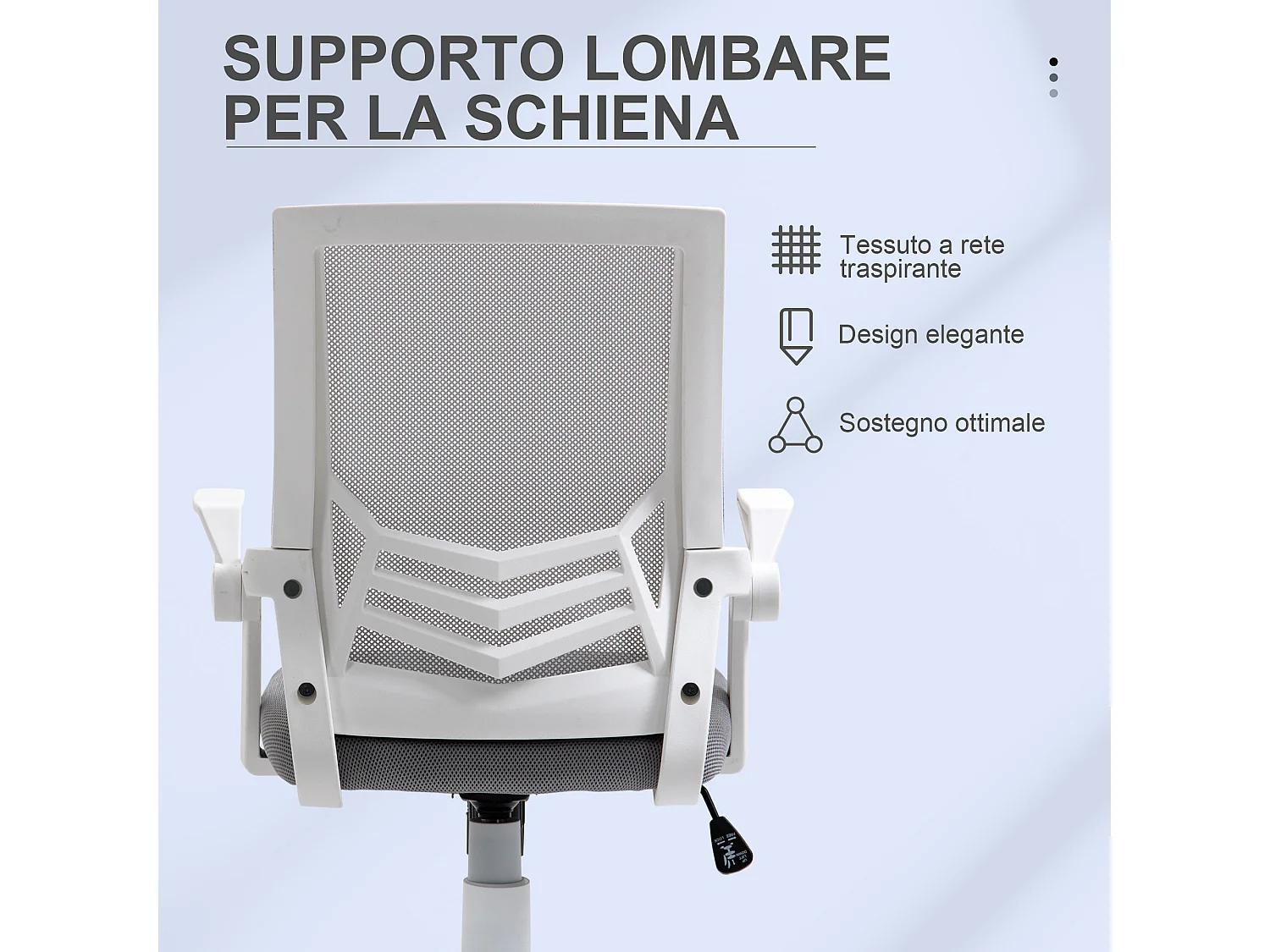 Sedia da ufficio ergonomica con supporto lombare in tessuto grigio