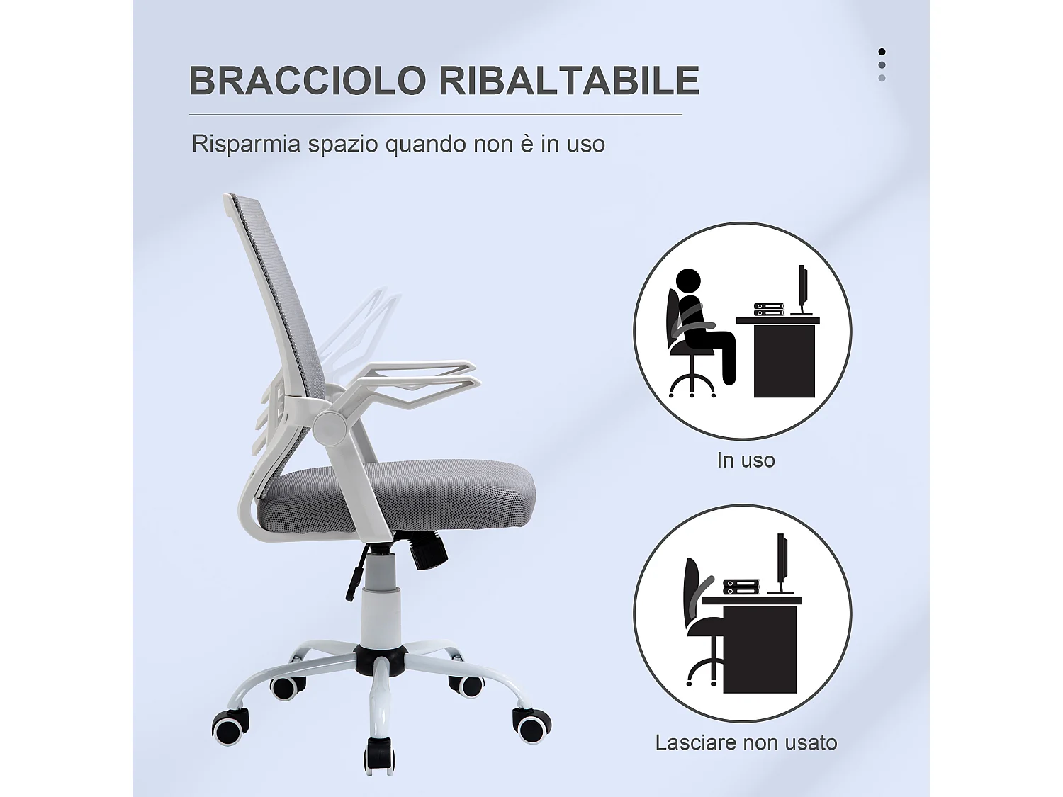 Sedia da ufficio ergonomica con supporto lombare in tessuto grigio
