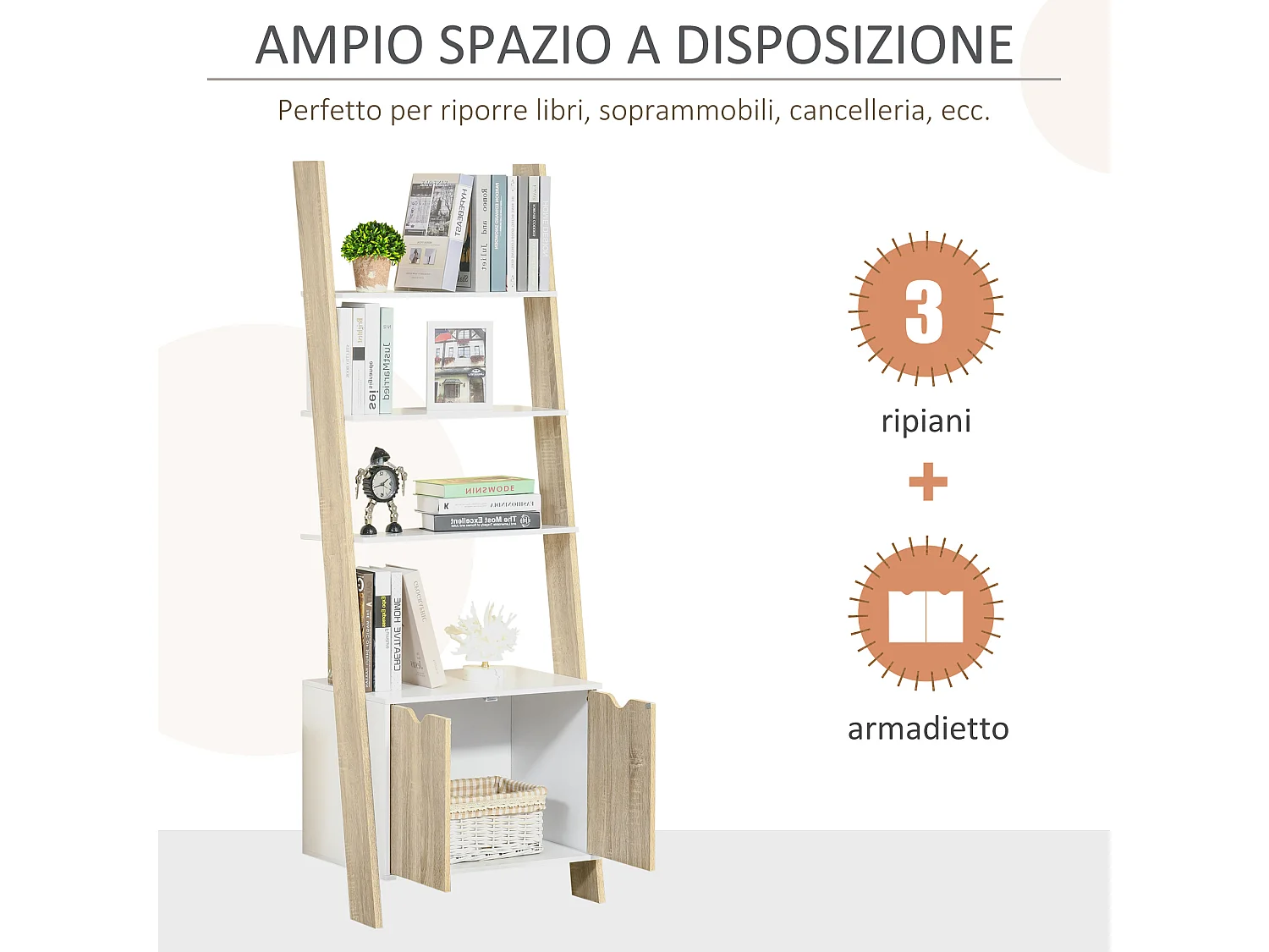 Mobile libreria a 5 ripiani in truciolato 60x24x184.5cm nero