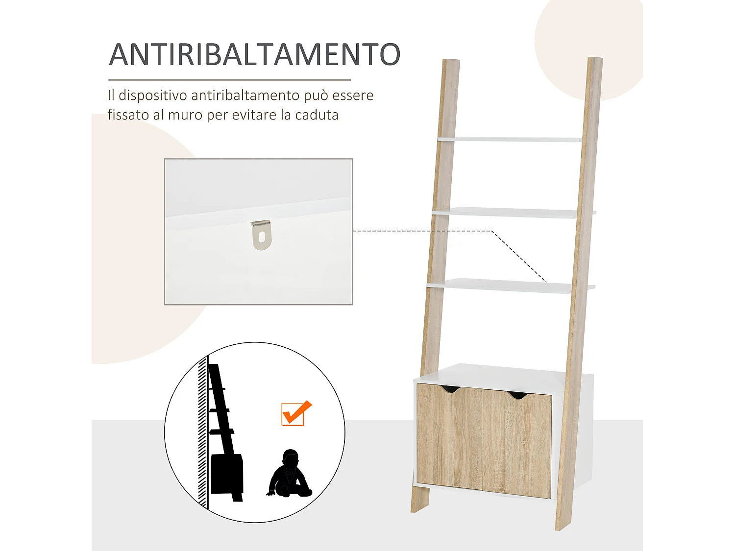Mobile libreria a 5 ripiani in truciolato 60x24x184.5cm nero