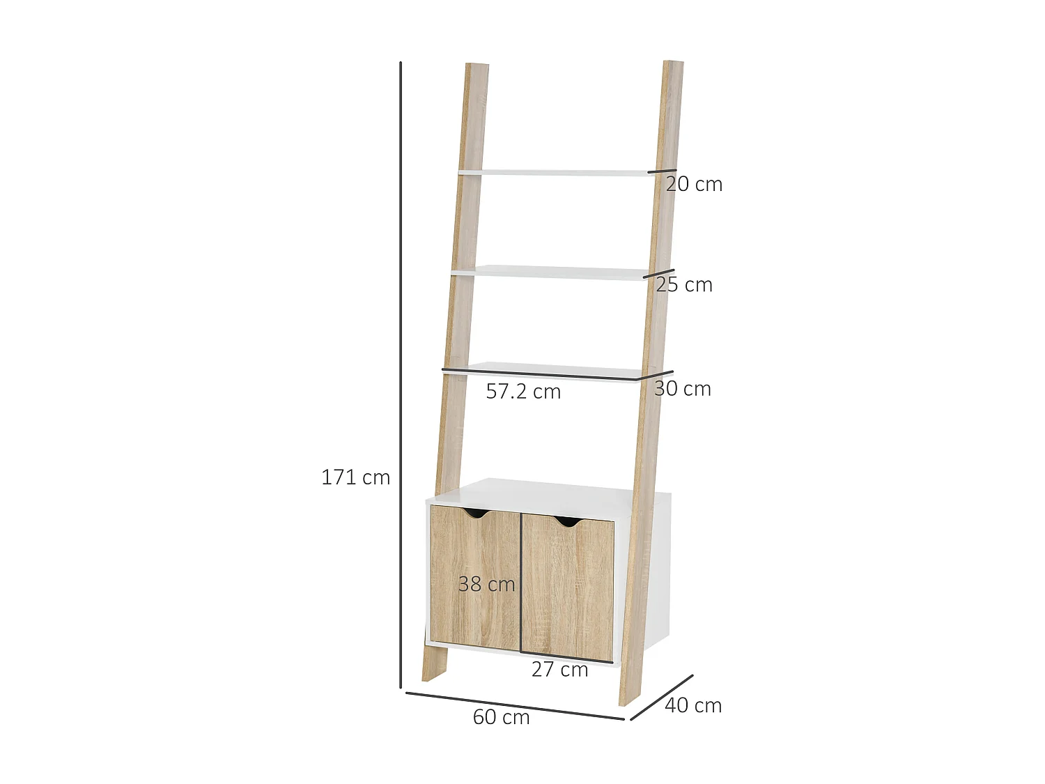 Mobile libreria a 5 ripiani in truciolato 60x24x184.5cm nero