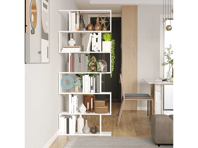 Libreria moderna 6 livelli con 11 scaffali in mdf e truciolato