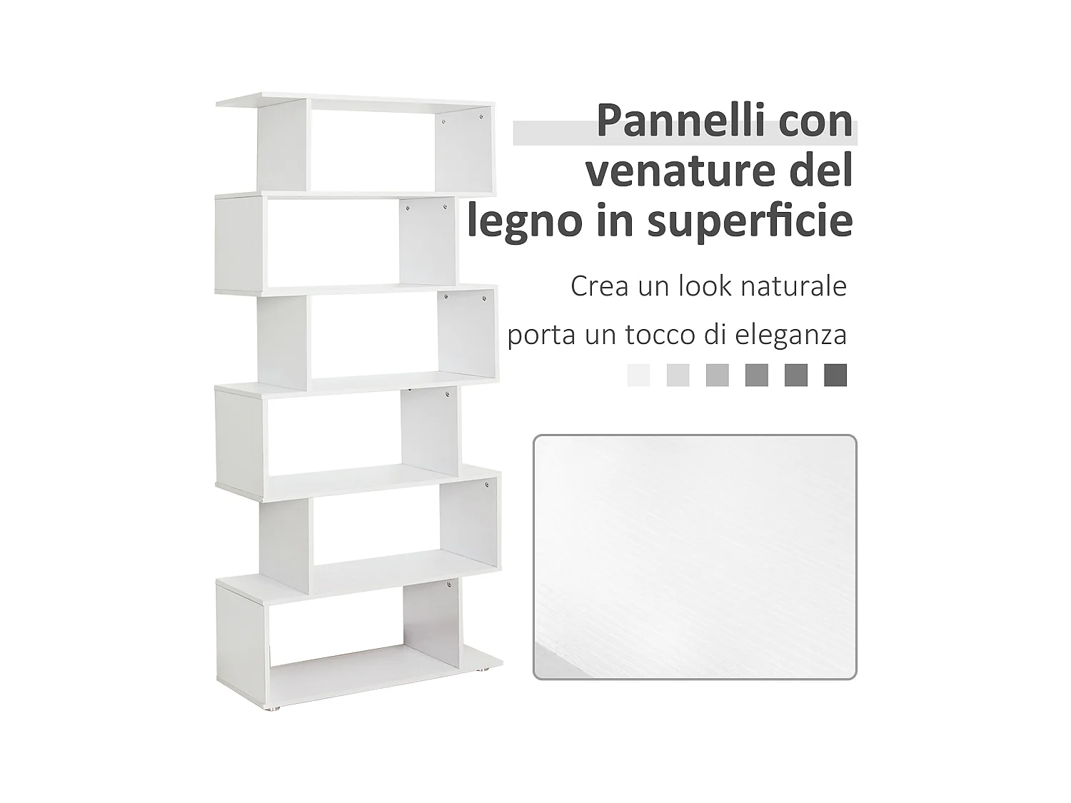 Libreria moderna 6 livelli con 11 scaffali in mdf e truciolato