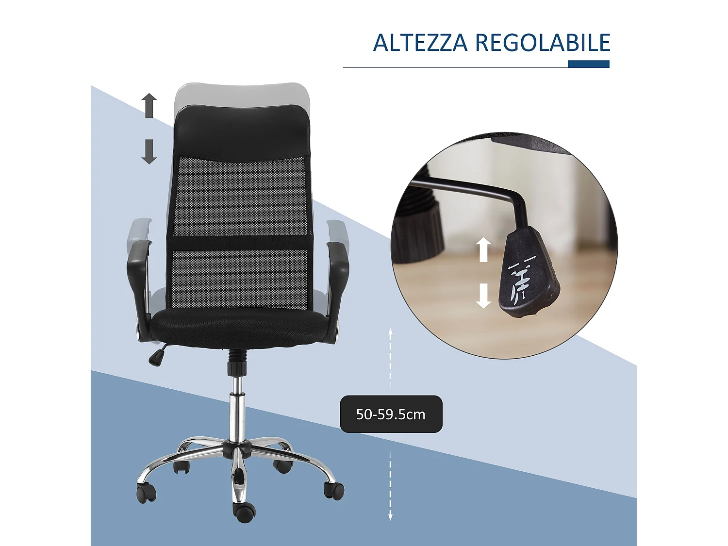 Sedia da ufficio ergonomica girevole con altezza regolabile