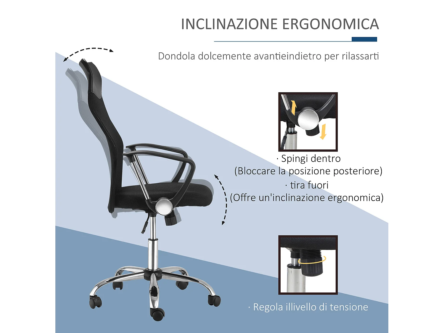 Sedia da ufficio ergonomica girevole con altezza regolabile