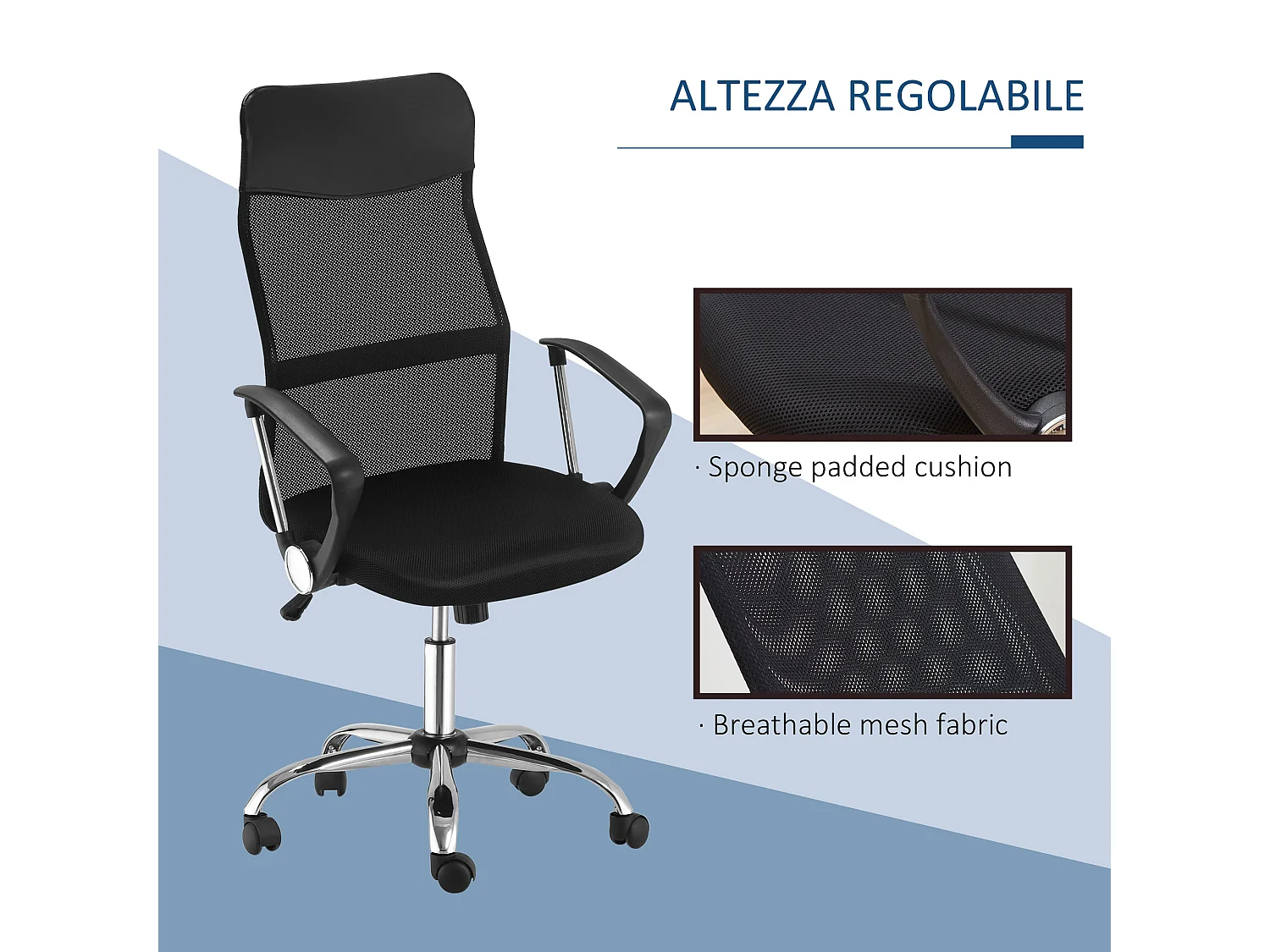Sedia da ufficio ergonomica girevole con altezza regolabile