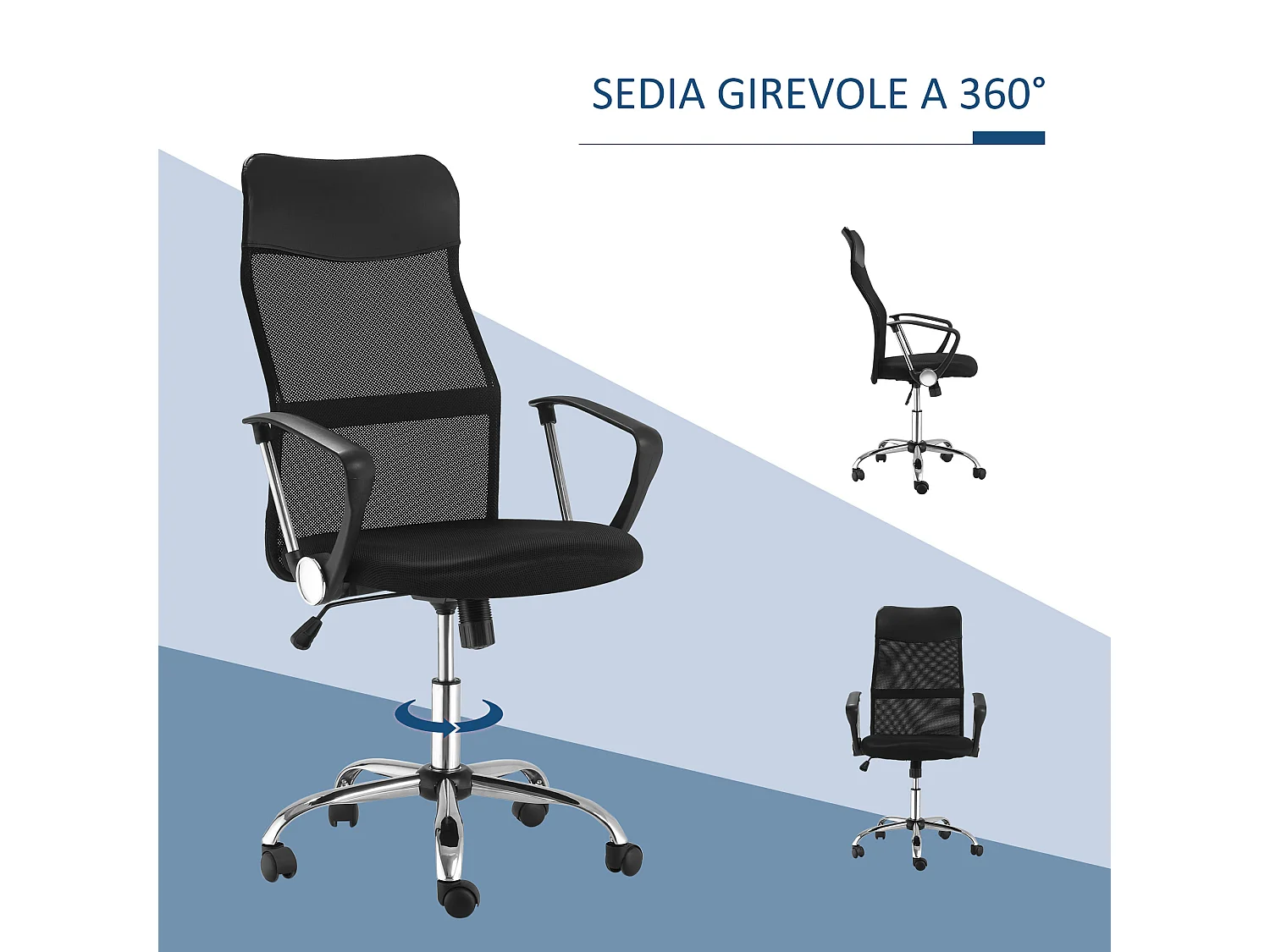 Sedia da ufficio ergonomica girevole con altezza regolabile