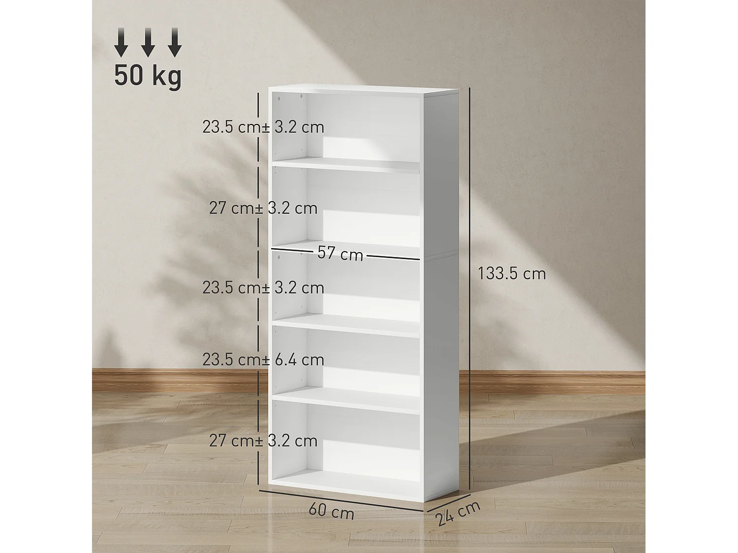 Libreria stile industriale con 4 ripiani e 2 armadietti
