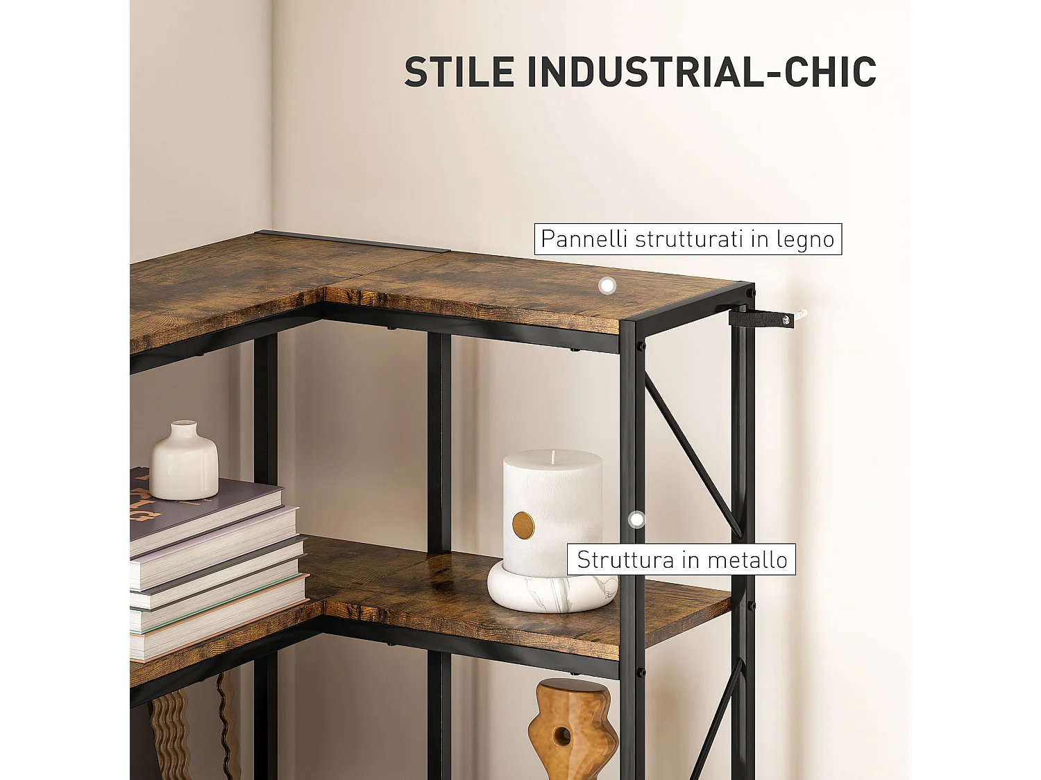 Libreria moderna 8 ripiani in legno casa e ufficio 70x24x178cm