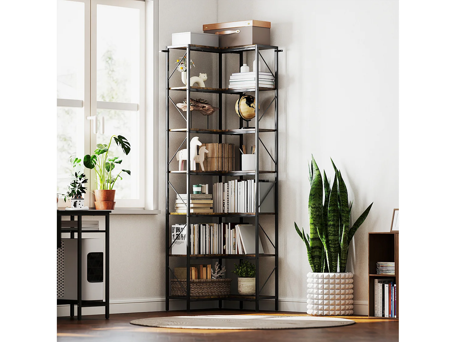 Libreria moderna 8 ripiani in legno casa e ufficio 70x24x178cm