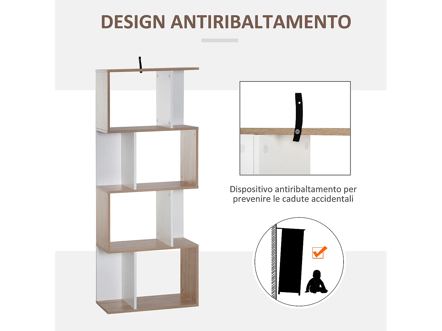 Libreria moderna salvaspazio 5 ripiani in legno 33x28x161cm