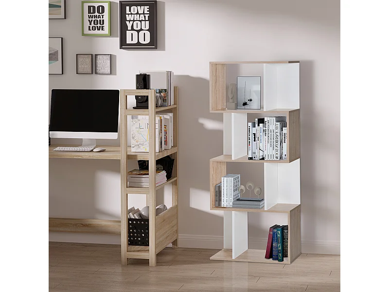 Libreria moderna salvaspazio 5 ripiani in legno 33x28x161cm