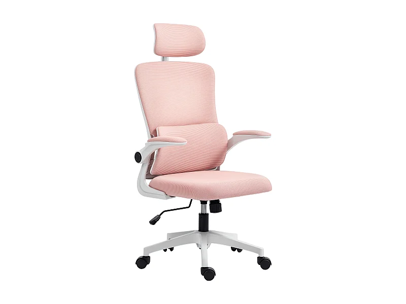 Sedia da ufficio ergonomica con poggiatesta rimovibile rosa
