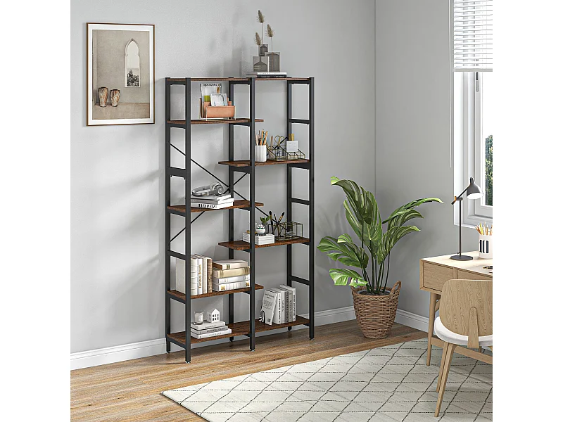 Mobile libreria a 5 ripiani in truciolato bianco e nero 60x24x184.5 cm