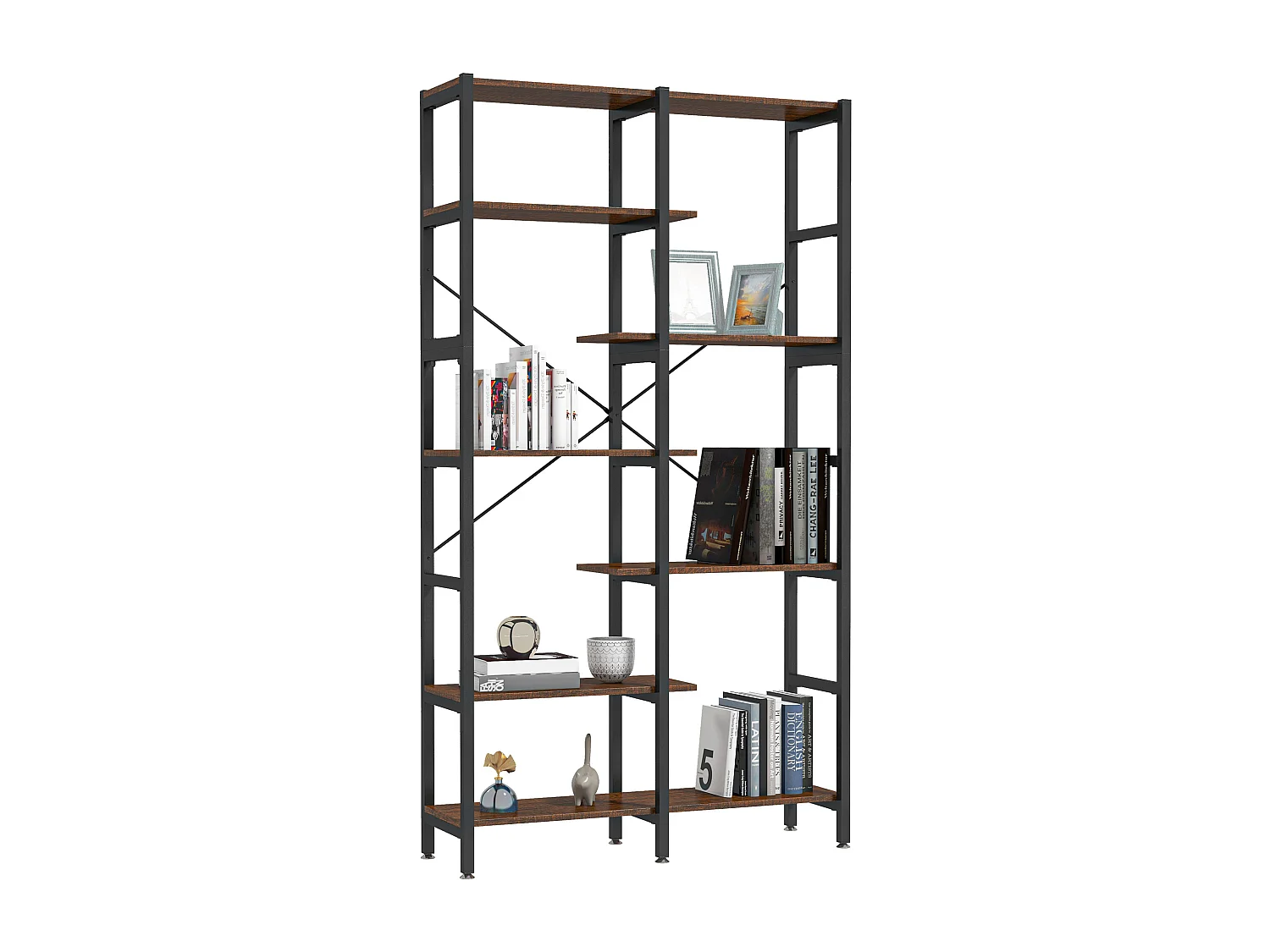 Mobile libreria a 5 ripiani in truciolato bianco e nero 60x24x184.5 cm