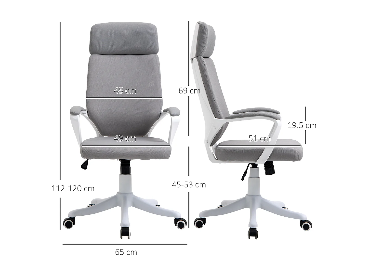 Sedia ergonomica con poggiatesta altezza regolabile e dondolo
