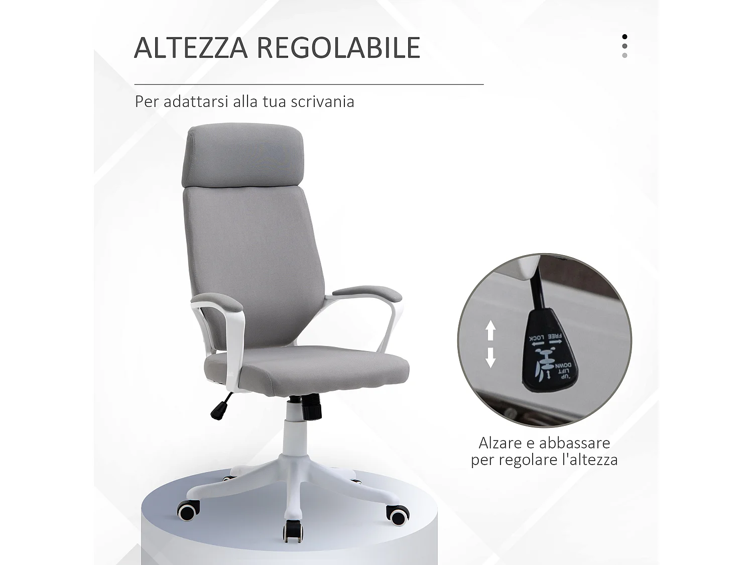 Sedia ergonomica con poggiatesta altezza regolabile e dondolo