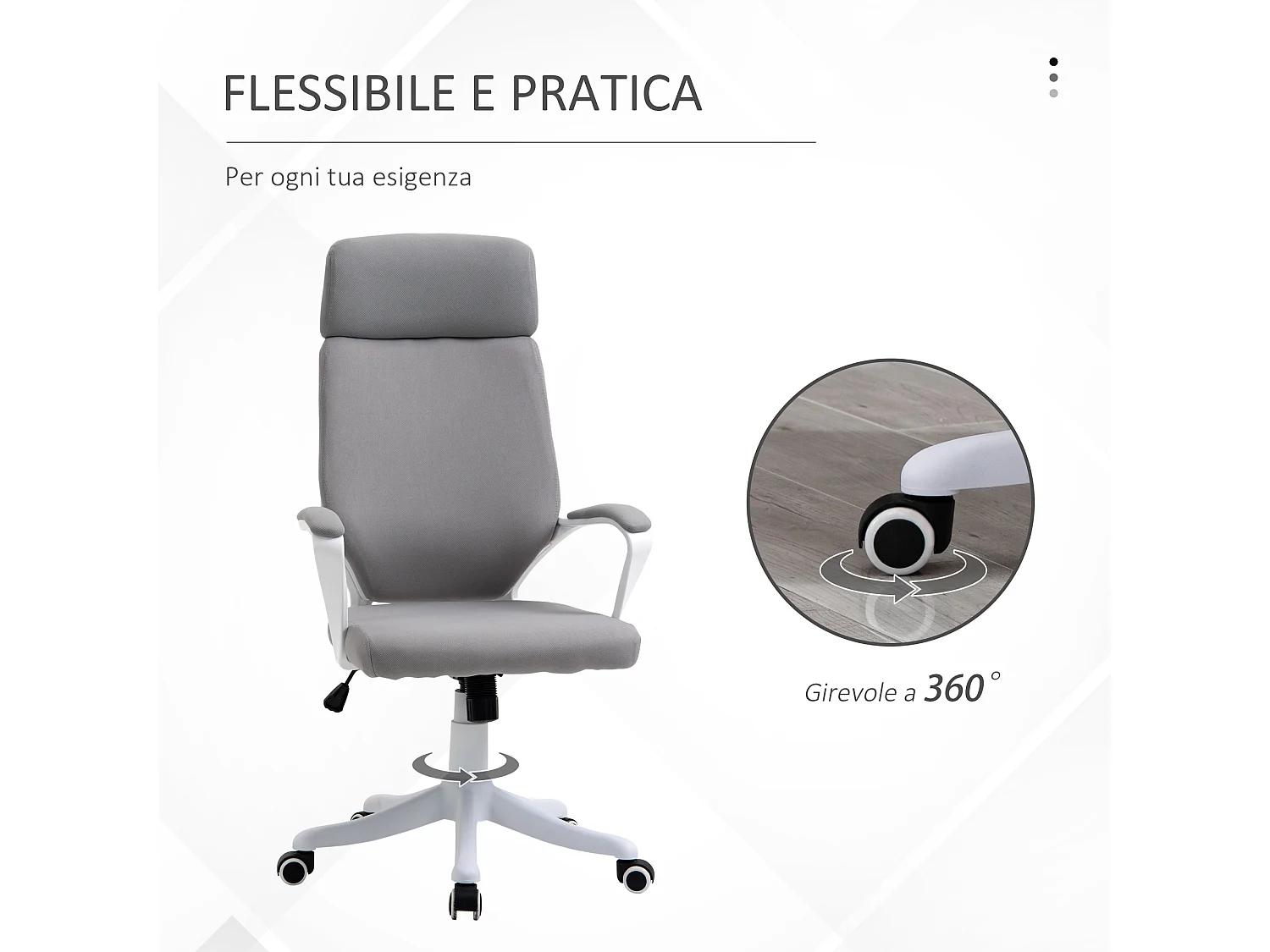 Sedia ergonomica con poggiatesta altezza regolabile e dondolo