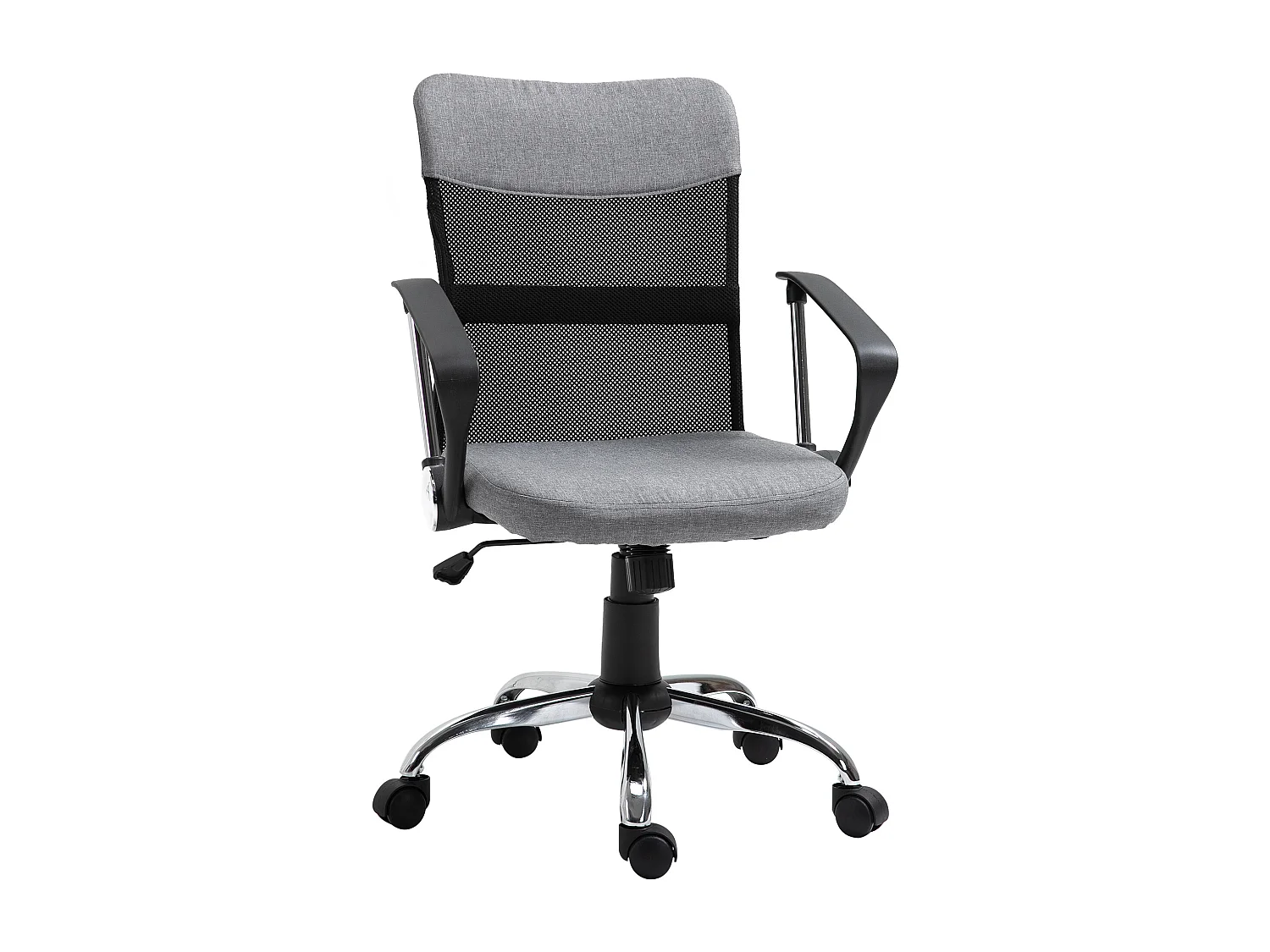 Poltrona da ufficio in tessuto grigio girevole ed ergonomica