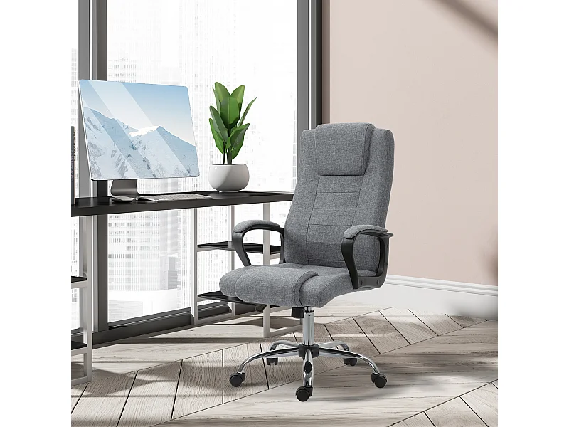 Sedia da ufficio con altezza regolabile in lino grigio