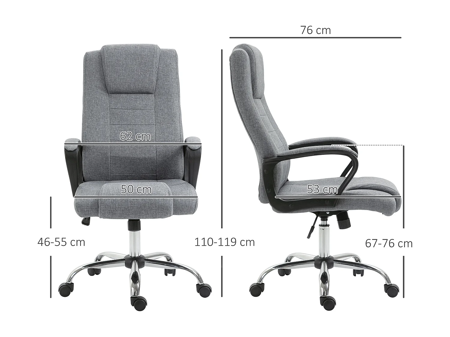 Sedia da ufficio con altezza regolabile in lino grigio