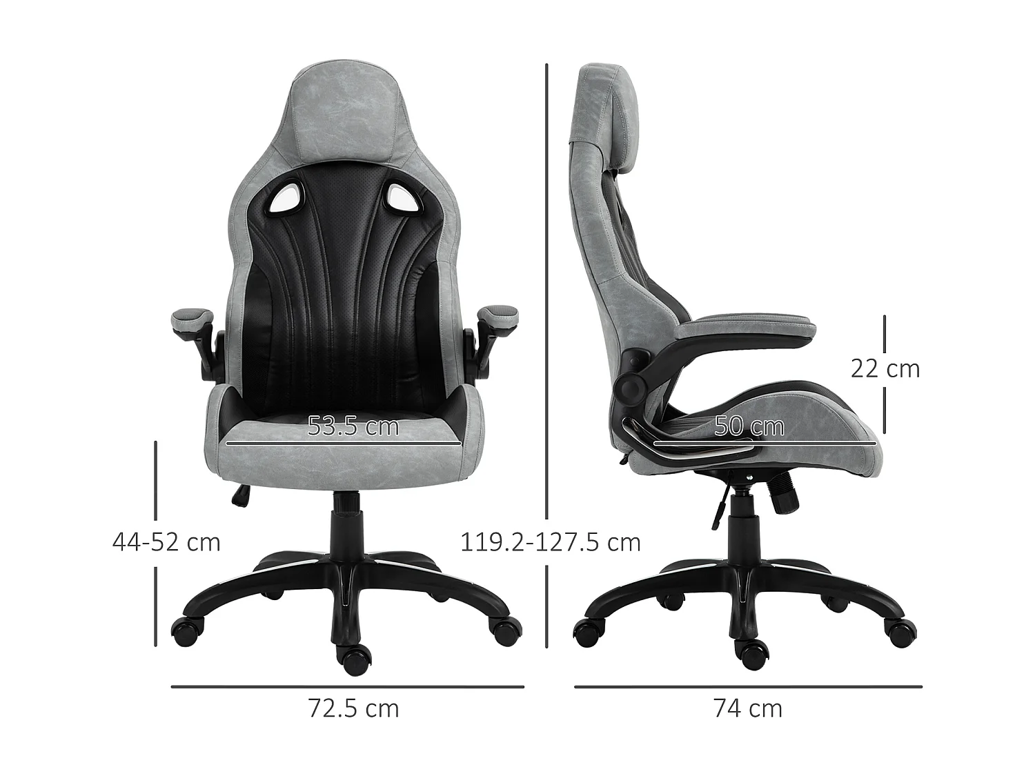 Sedia gaming da ufficio con altezza regolabile in pu grigio