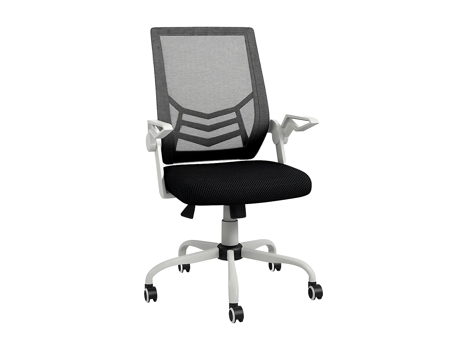 Sedia da ufficio ergonomica ad altezza regolabile bianca e nera