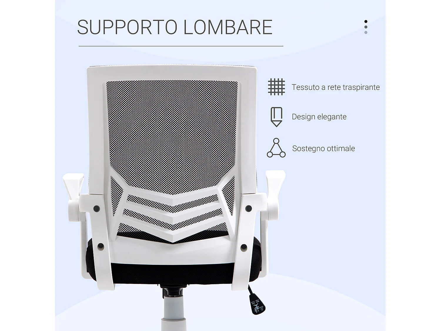 Sedia da ufficio ergonomica ad altezza regolabile bianca e nera