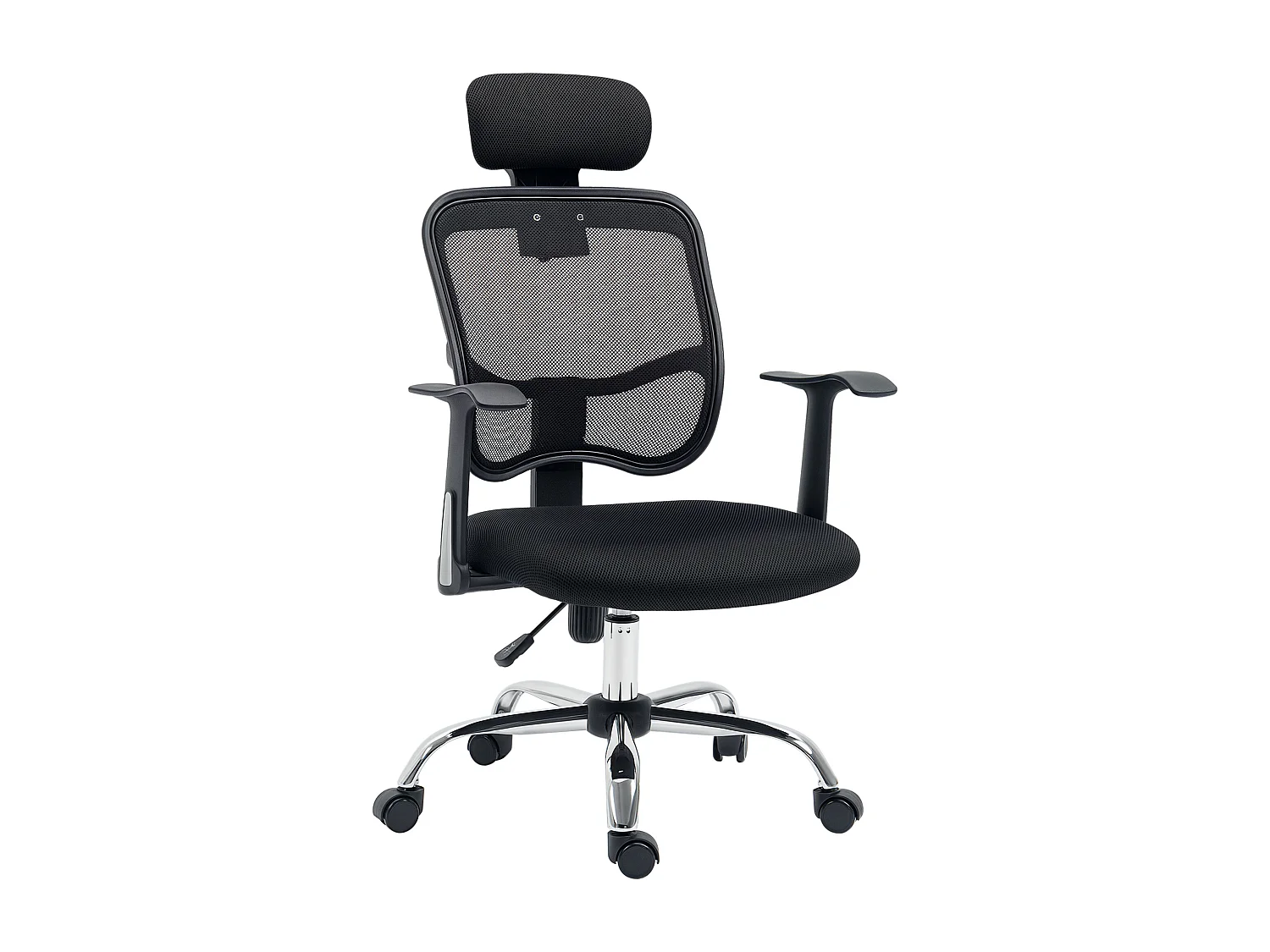 Sedia da ufficio ergonomica e regolabile con poggiatesta nero