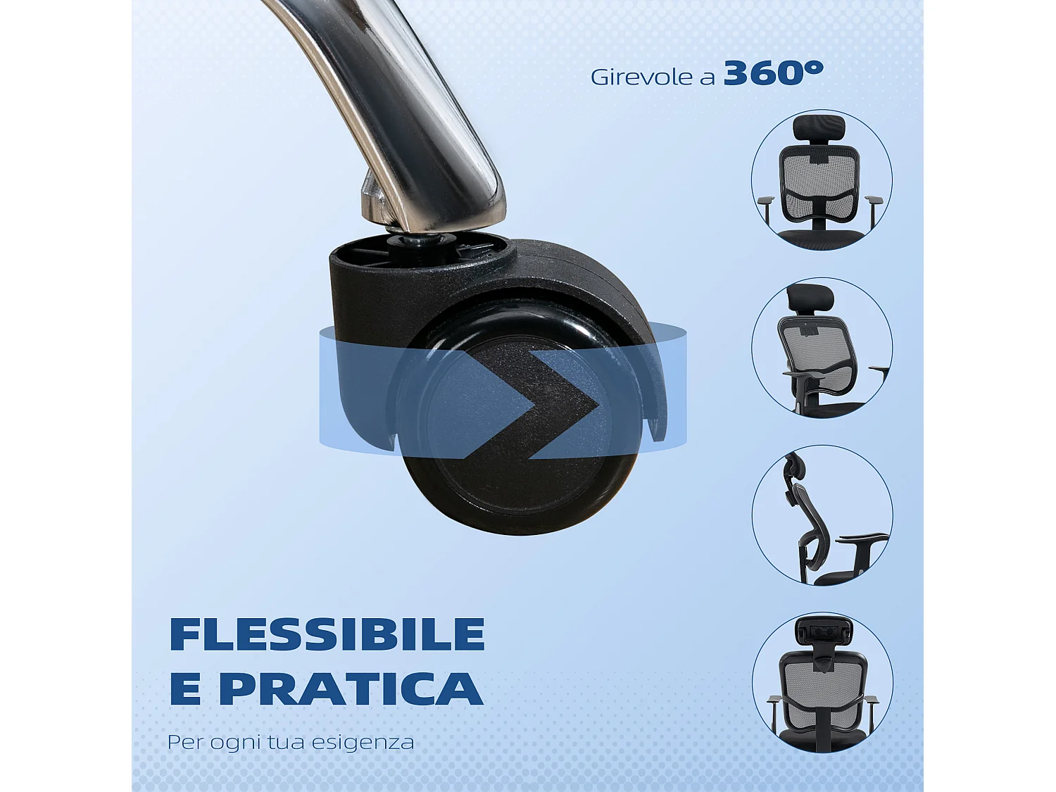 Sedia da ufficio ergonomica e regolabile con poggiatesta nero
