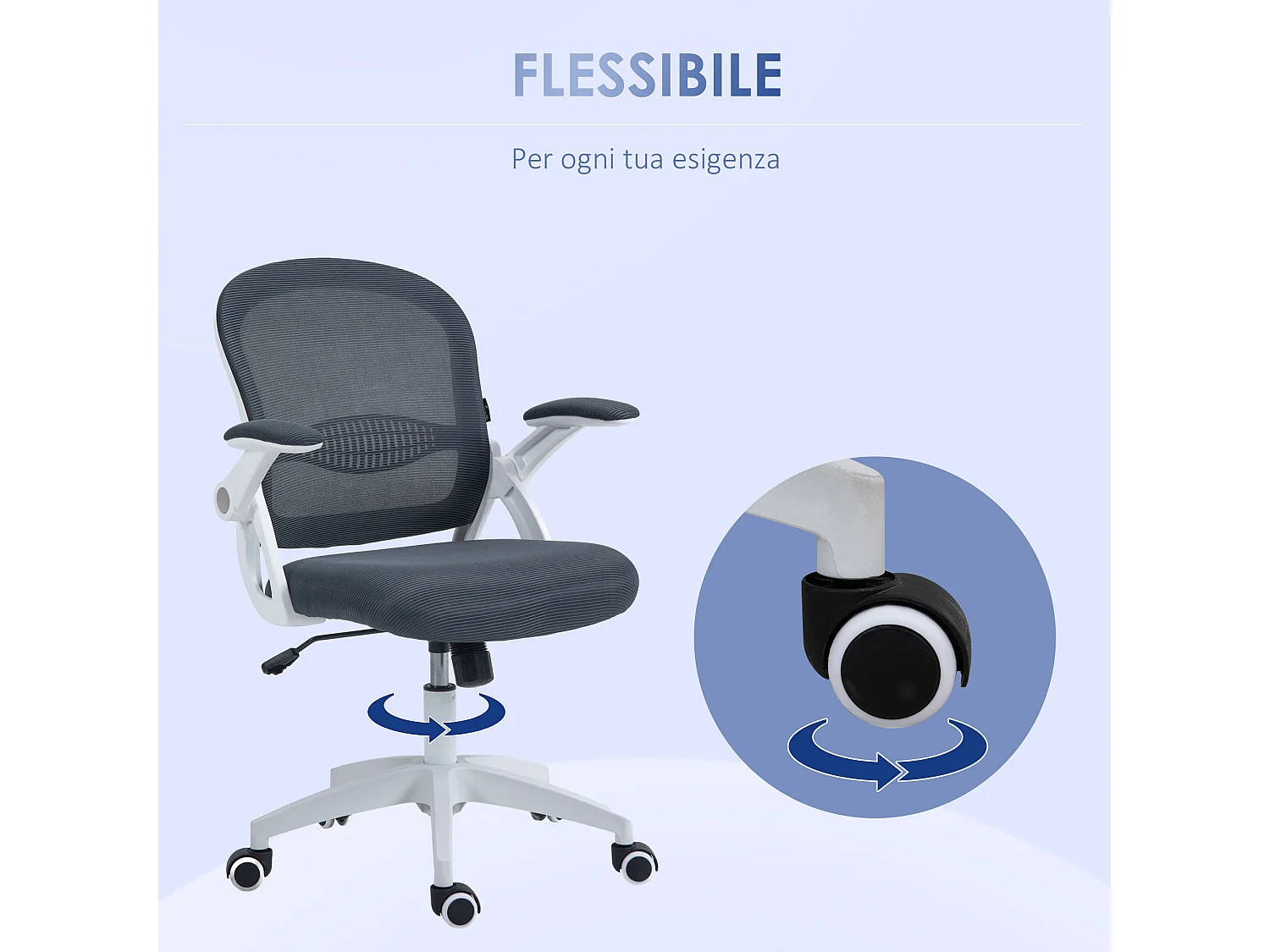 Sedia da ufficio ergonomica con altezza regolabile grigio