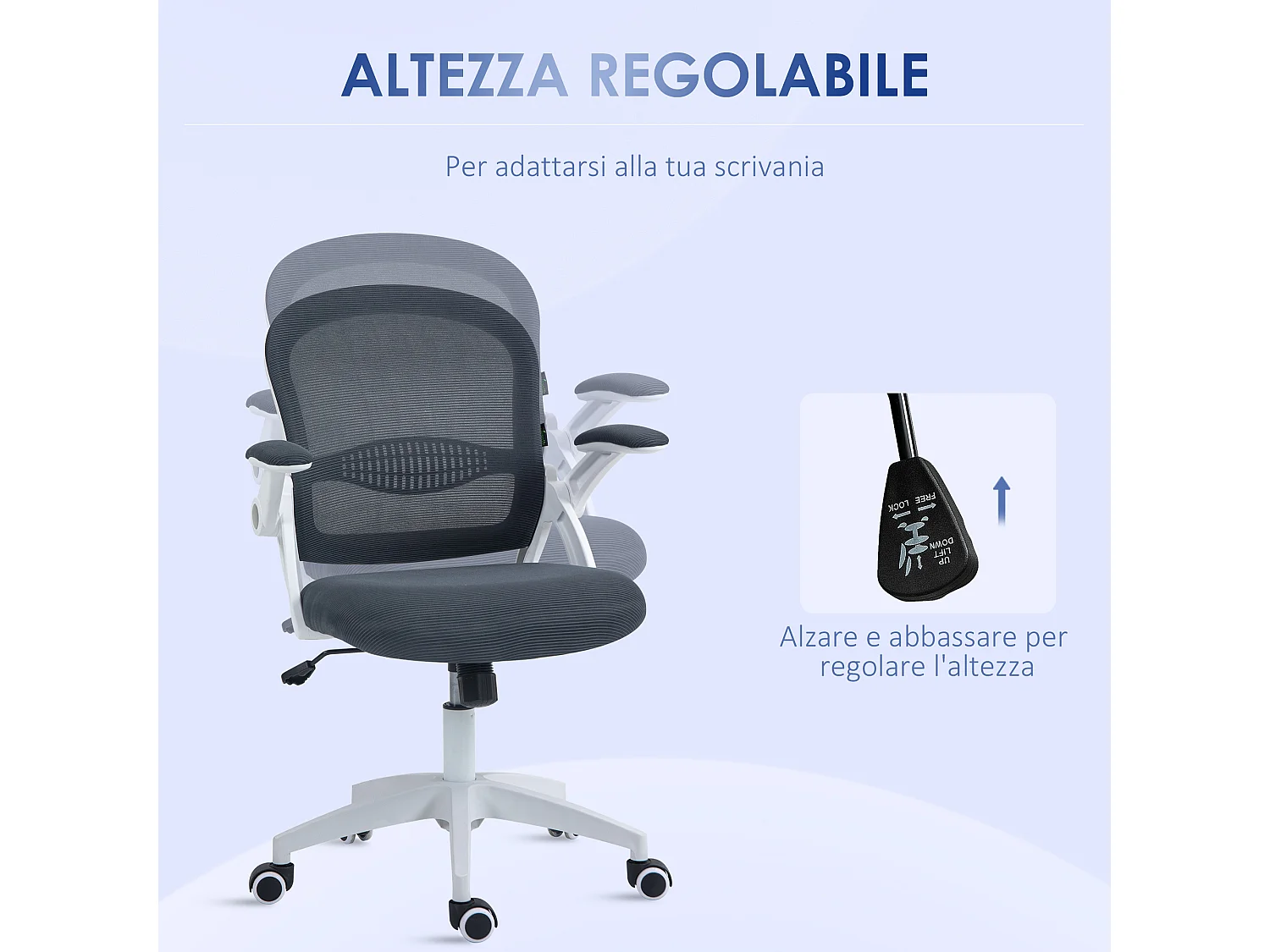 Sedia da ufficio ergonomica con altezza regolabile grigio