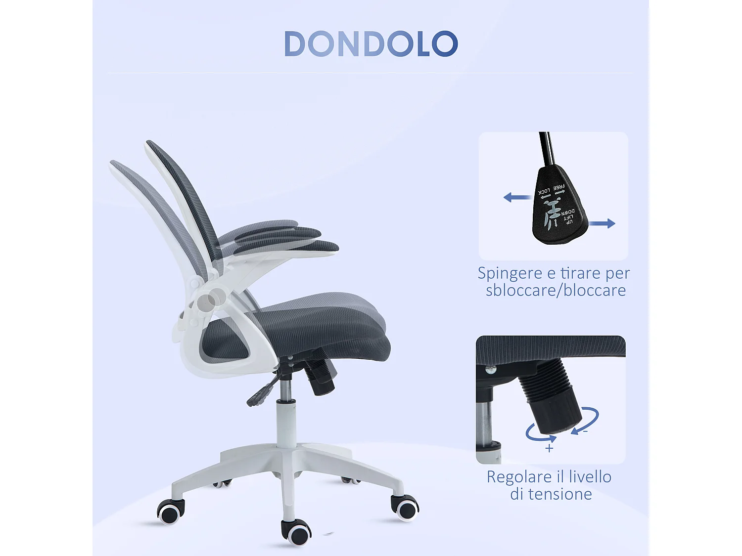 Sedia da ufficio ergonomica con altezza regolabile grigio