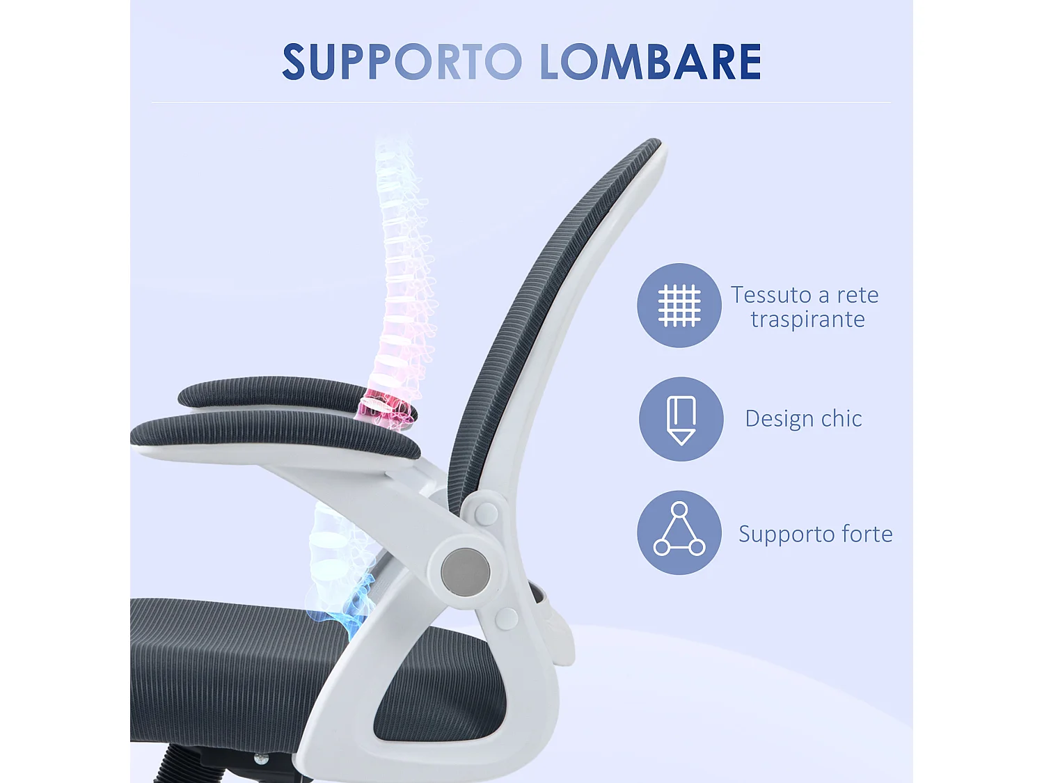 Sedia da ufficio ergonomica con altezza regolabile grigio