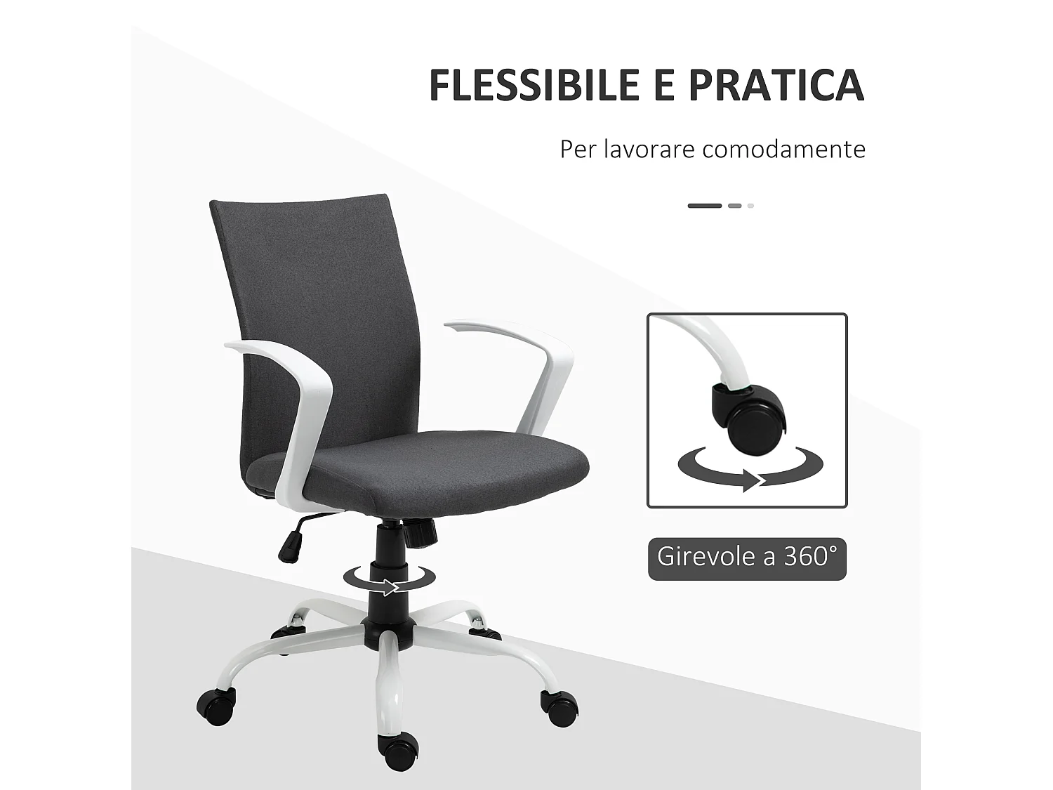 Sedia da ufficio ergonomica e regolabile per scrivania grigio scuro