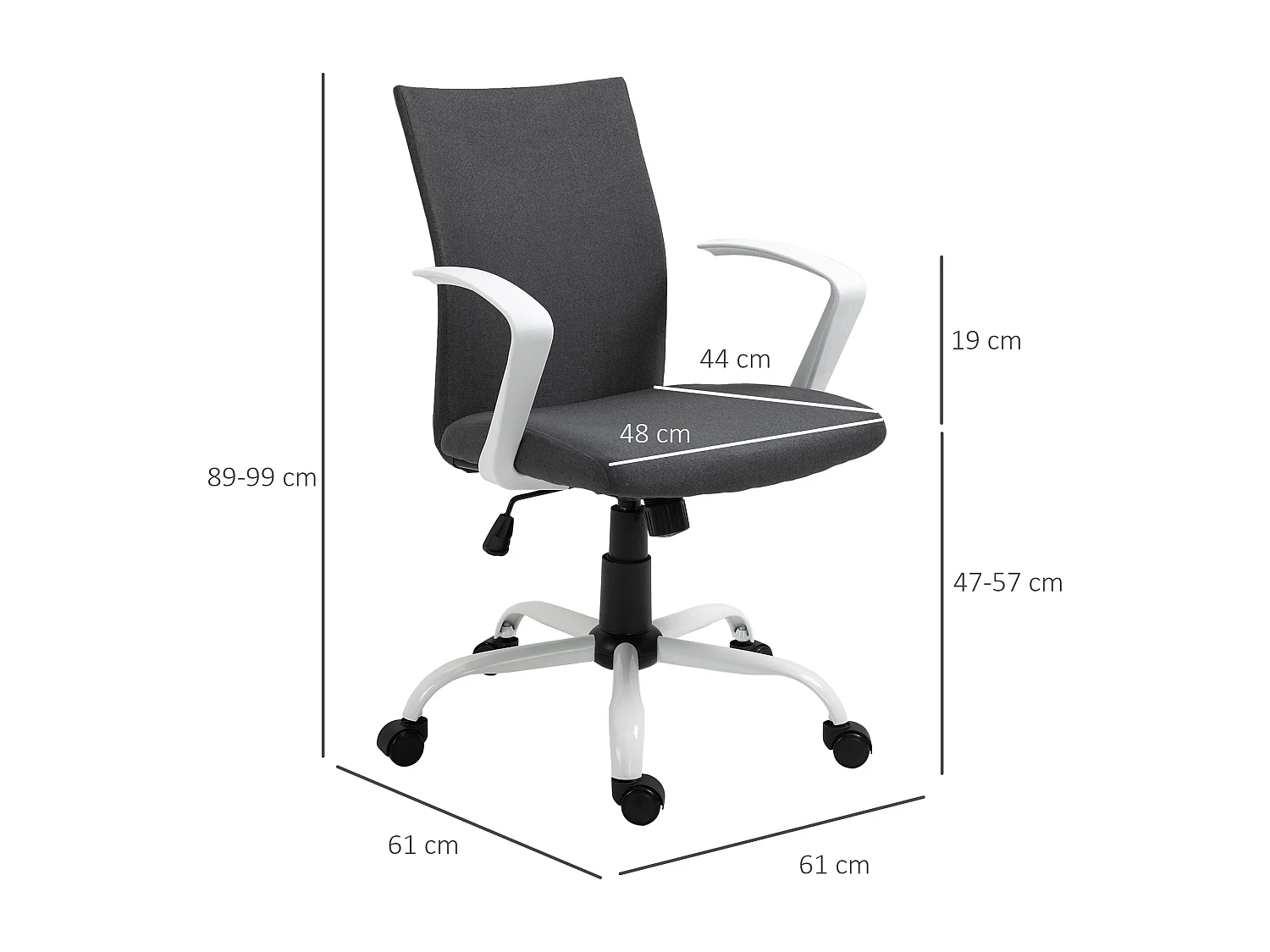 Sedia da ufficio ergonomica e regolabile per scrivania grigio scuro