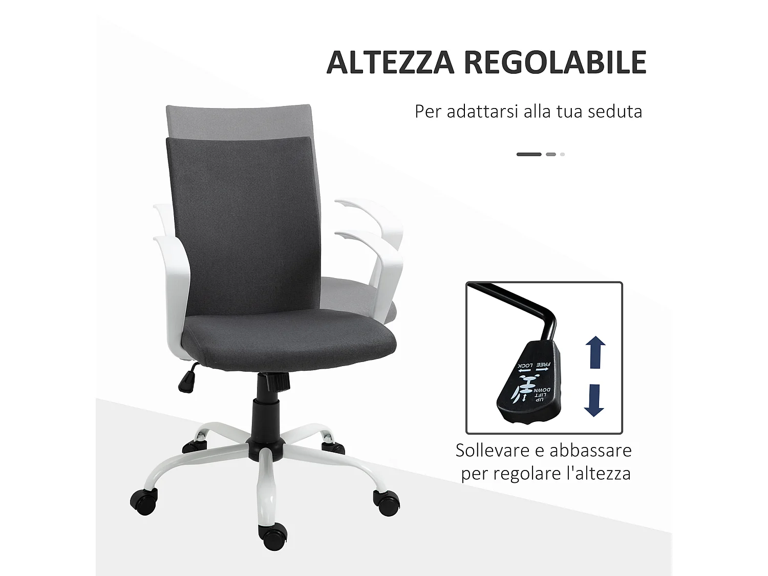 Sedia da ufficio ergonomica e regolabile per scrivania grigio scuro